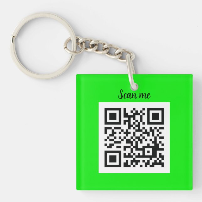 Porte-clefs QR Code Neon Green Elegant Yellow Business (Devant)