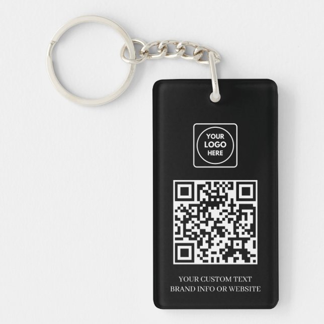 Porte-clefs QR noir | Conception de logo d'entreprise professi (Devant)
