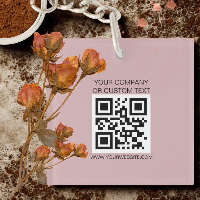 Porte-clefs QRcode nom de société noire, texte personnalisé, s (Créateur téléchargé)