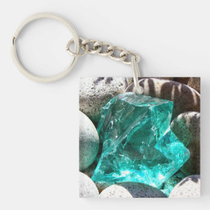 Porte-clefs Quartz cristal pierre nature roche minéral turquoi