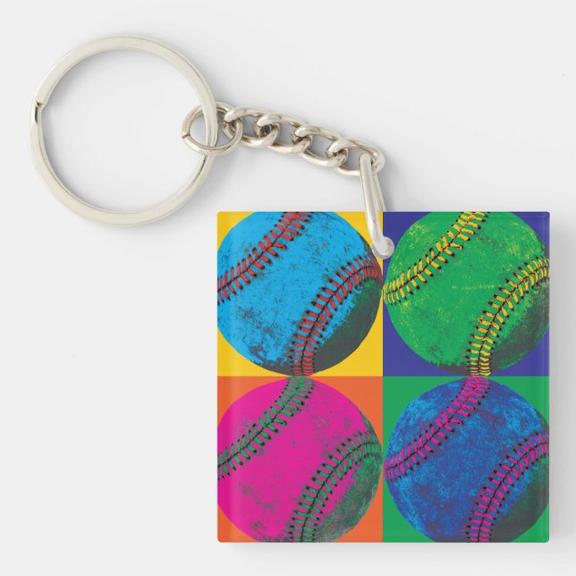 Porte-clefs Quatre base-ball dans différentes couleurs (Devant)