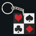 Porte-clefs Quatre combinaisons de cartes<br><div class="desc">Ensemble d'icônes de combinaison de carte isolées sur les carrés noirs et blancs</div>