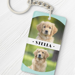 Porte-clefs Quatre photos de chiens de compagnie bleu aqua cla