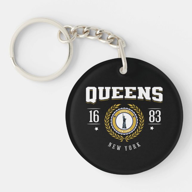 Porte-clefs Queens New York 1683 Blanc (Devant)