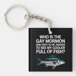 Porte-clefs Qui est le poisson drôle gay Mormon LGBTQ Pride