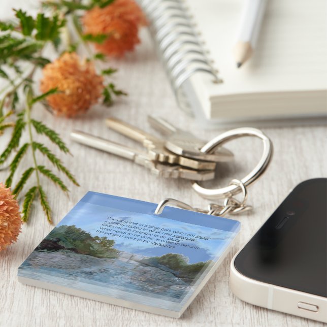 Porte-clefs Qui je suis aujourd'hui Inspirant (Devant Droit)