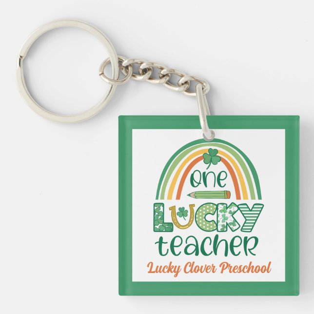 Porte-clefs Quirky One Lucky Teacher St Patrick's Day (Devant)