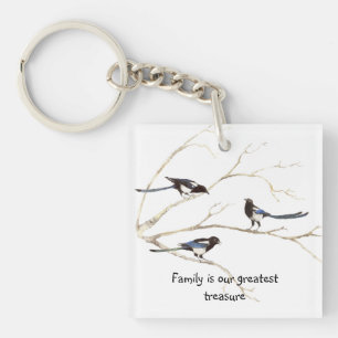 Porte-clefs Quote de famille Monogramme personnalisée Magpie B