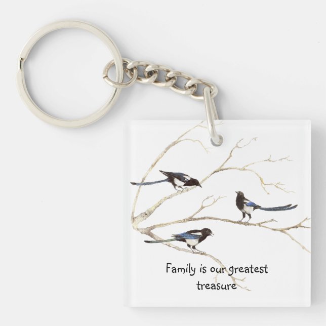 Porte-clefs Quote de famille Monogramme personnalisée Magpie B (Devant)