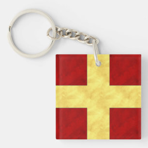 Porte-clefs R Romeo Watercolor Nautical Signal Maritime Flag