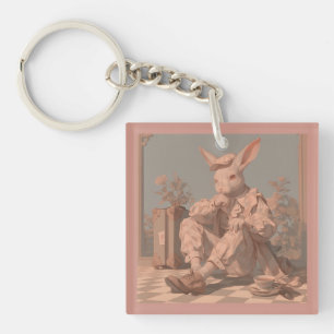 Porte-clefs Rabbit victorien attend, printemps