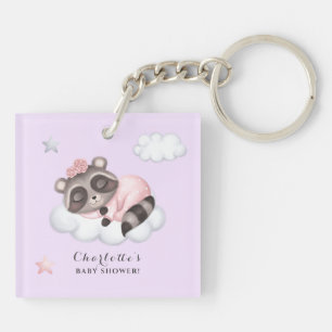 Porte-clefs Raccoon animal fille Baby shower Lavande