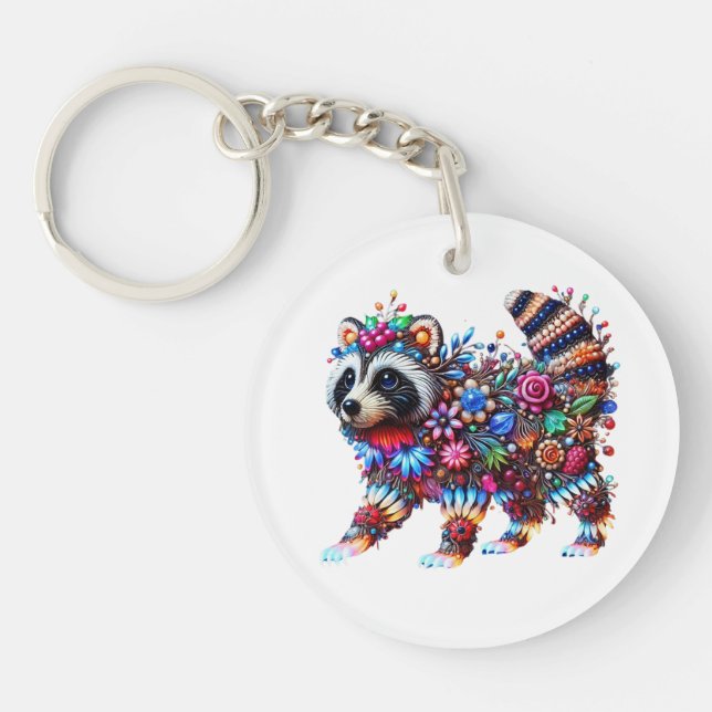 Porte-clefs Raccoon brillant enchanté (Devant)
