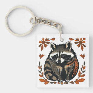 Porte-clefs Raccoon de Whimsical Woodland Animal Folk ou Triba