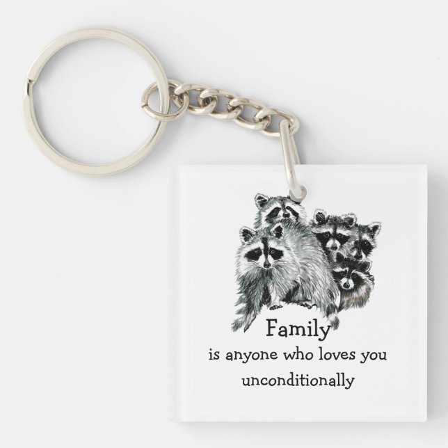 Porte-clefs Raccoon Famille ou Ami Citation Amour Animal Art (Devant)