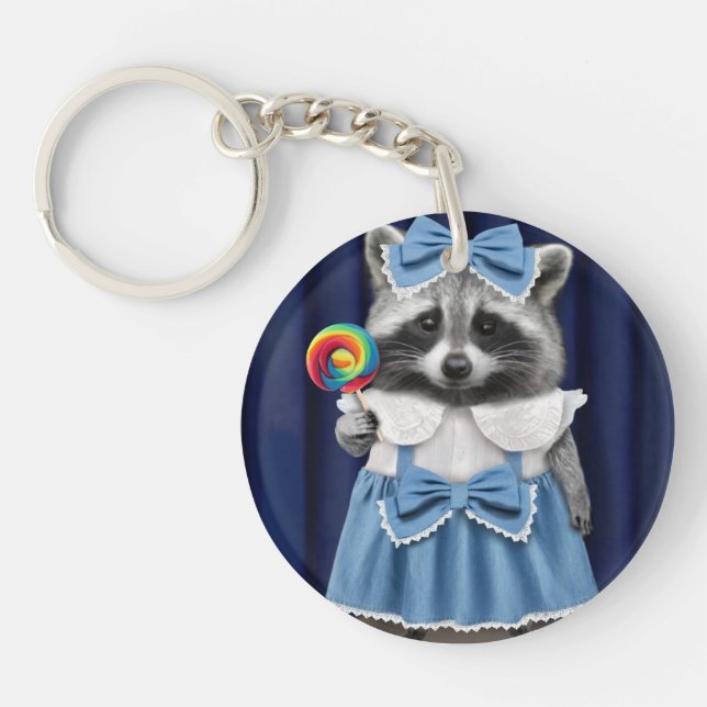 Porte-clefs Raccoon in Blue Dress (Devant)