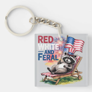 Porte-clefs Raccoon Rouge Blanc Et Feral