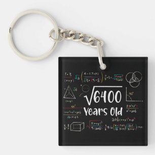 Porte-clefs Racine carré de 6400 80e anniversaire 80 ans Cadea