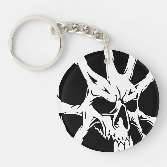 Porte-clefs Racines de Crâne Abstraites : Art Sombre (Devant)