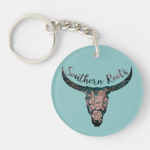 Porte-clefs Racines méridionales Longhorn Country Rose rose et