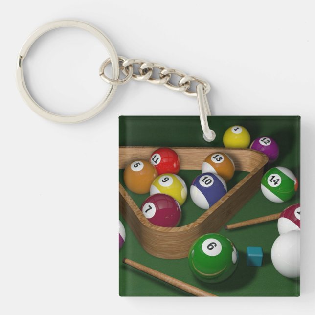 Porte-clefs Rack'em up, jeu de billard (Devant)