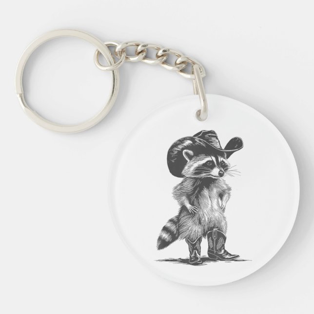 Porte-clefs Racoon Cowboy Funny Racoon Graphisme Mème Hommes F (Devant)