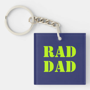 Porte-clefs Rad Papa néon vert marine bleu typographie moderne