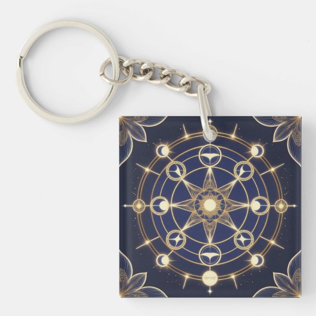 Porte-clefs Radiance Divine – Mandala d'Or de l'Éveil (Devant)