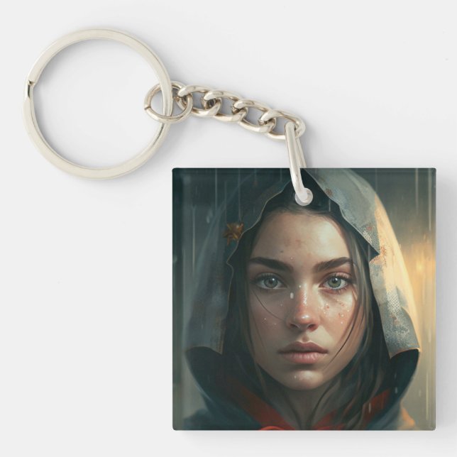 Porte-clefs Rain hood girl (Devant)