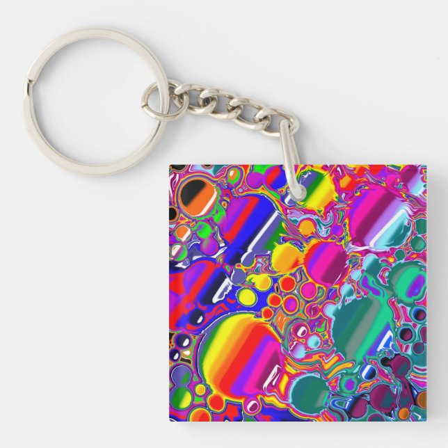 Porte-clefs Rainbow Blast Art Abstrait (Devant)