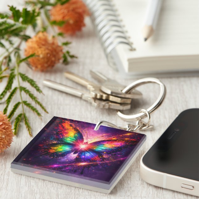 Porte-clefs Rainbow Butterfly Keyring (Devant Droit)