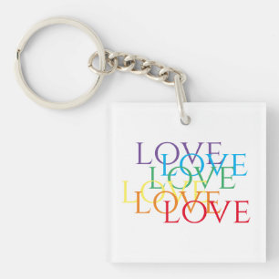 Porte-clefs RAINBOW LOVE Carré acrylique Porte - clé