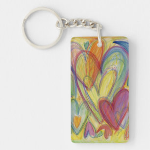 Porte-clefs Rainbow Love Hearts Word Art Porte - clé personnal