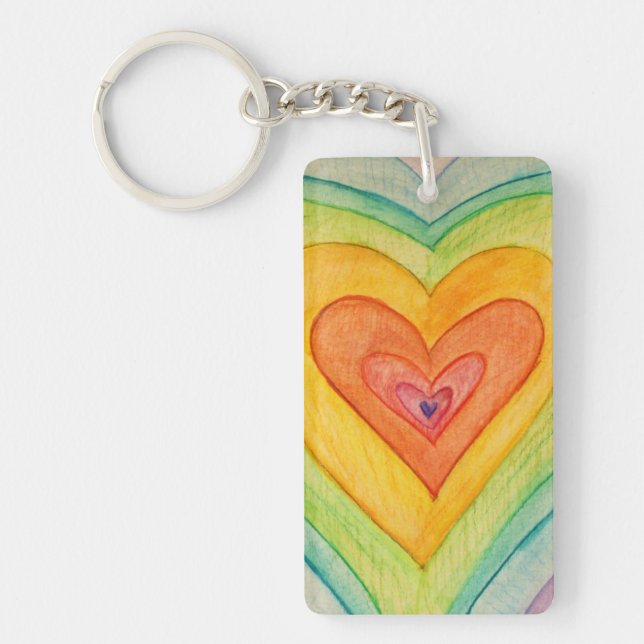 Porte-clefs Rainbow Love Hearts Word Art Porte - clé personnal (Devant)