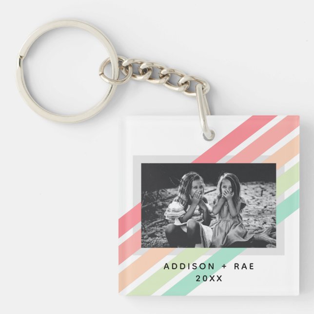 Porte-clefs Rainbow Modern Custom 1- Cadeau photo (Devant)