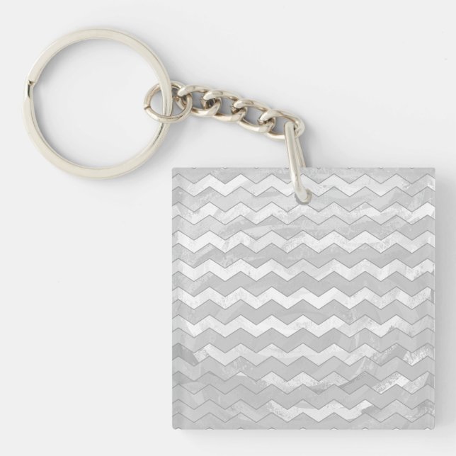 Porte-clefs Rainy Sky Grey Chevron Motif (Devant)