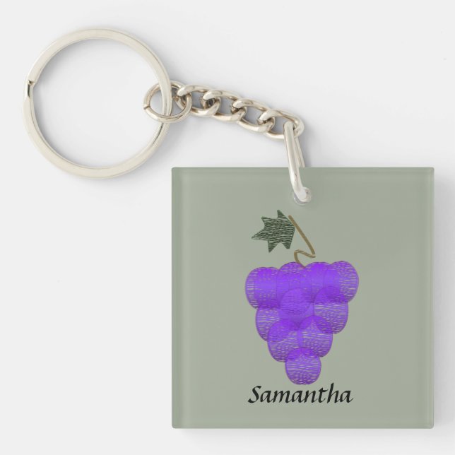 Porte-clefs Raisins mauves esquissés (Devant)