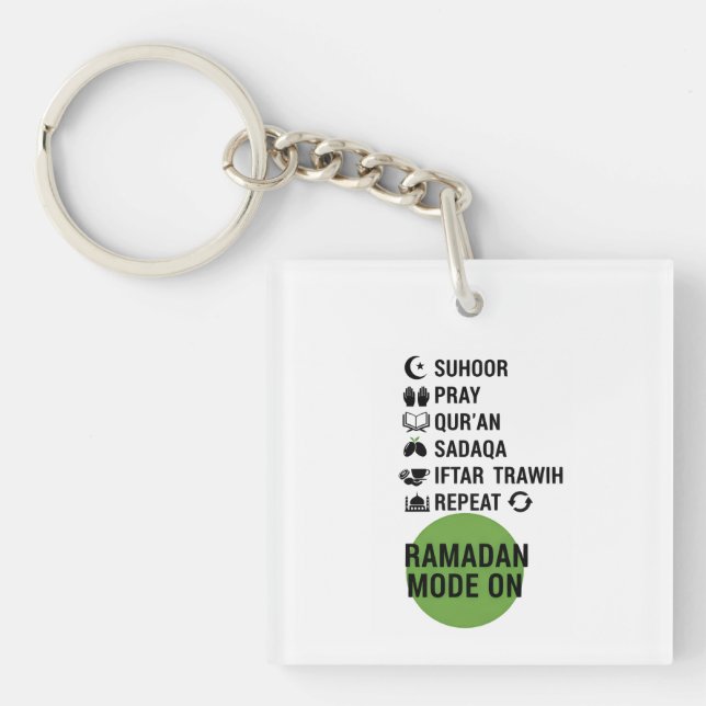 Porte-clefs Ramadan Mode On,Islamic Fasting Activities List, (Devant)