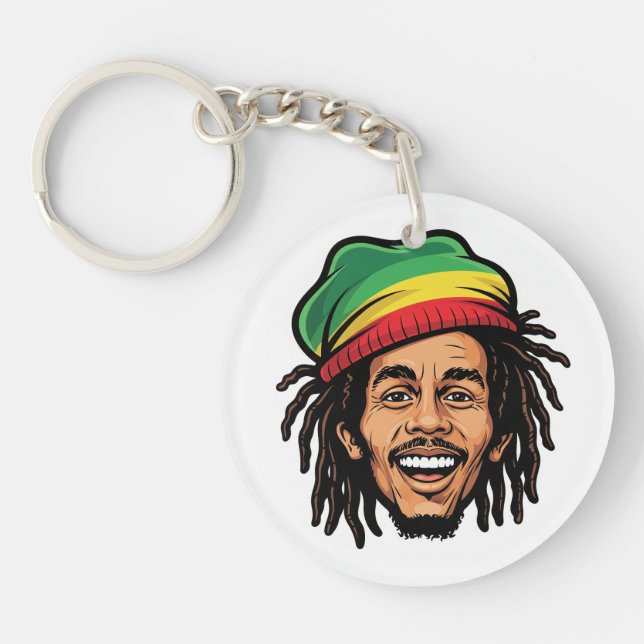 Porte-clefs Rasta Roots & Reggae Rhythms - Iconique Bob Marley (Devant)