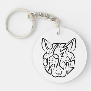 Porte-clefs Rat tribal noir et blanc