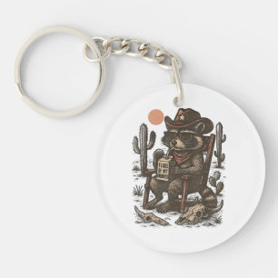 Porte-clefs Raton laveur cow-boy drôle western