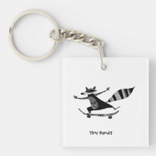 Porte-clefs Raton laveur en skateboard – Animal fantaisiste Ra