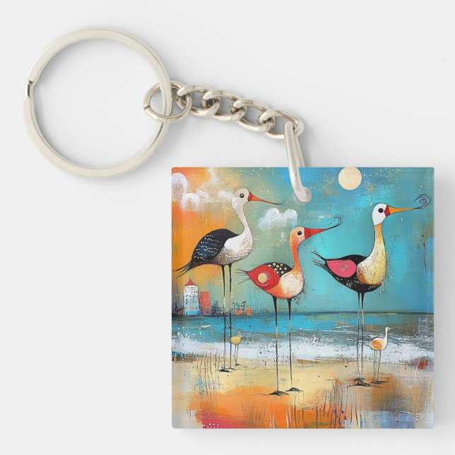 Porte-clefs Raviers, illustration lunaire, (Devant)