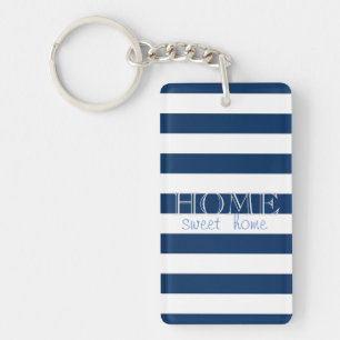 Porte-clefs Rayoires bleu marine moderne, Home Sweet Home