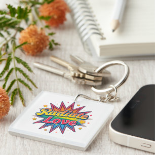 Porte-clefs Rayonner d'Amour Design Rétro – Vibes Positives