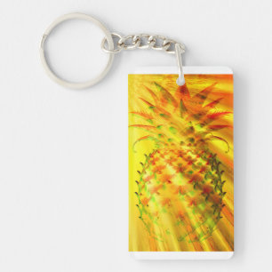 Porte-clefs Rayons dorés traversant un gros ananas