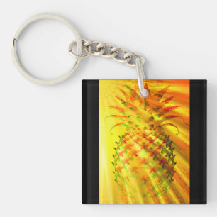 Porte-clefs Rayons dorés traversant un gros ananas