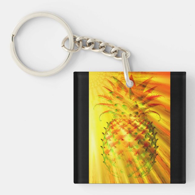 Porte-clefs Rayons dorés traversant un gros ananas (Devant)
