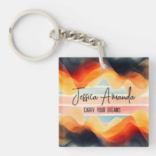 Porte-clefs Rayure colorée aquarelle lumineuse personnalisée