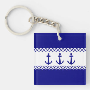 Porte-clefs Rayure côtière d'Ancre de bleu de turquoise